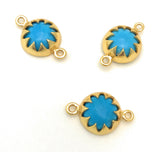 6 Pcs Turquoise Howlite Gemstone Connector, Gemstone Links, Jewelry Findings for DIY Jewelry Making, Gold Plated Turquoise Connector