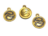 Disc Charms, Gold Charms, Jewelry Supplies, CZ Charms, Coin Charms, Bulk Charms, Jewelry Making, DIY Jewelry, Gold Plated Disc Charms