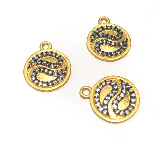 Disc Charms, Gold Charms, Jewelry Supplies, CZ Charms, Coin Charms, Bulk Charms, Jewelry Making, DIY Jewelry, Gold Plated Disc Charms