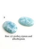2 Pcs Larimar Cabochon, Loose Gemstone, Blue Larimar, Large Cabochon, Wire Wrapping, Jewelry Supplies for Jewelry Making, Bulk Cabochons