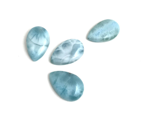 4 Pcs Natural Larimar Drop Shape Cabochon, Loose Gemstone, Blue Larimar, Large Gemstone Cabochons, Jewelry Making, Wire Wrapping, 22mm -24mm