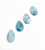 4 Pcs Natural Larimar Drop Shape Cabochon, Loose Gemstone, Blue Larimar, Large Gemstone Cabochons, Jewelry Making, Wire Wrapping, 22mm -24mm