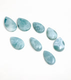 8Pcs Larimar Cabochons Lot, Wholesale Gemstone Larimar Bulk Cabochons Jewelry Supplies for Wire Wrapping, Jewelry Making, 23mm - 32mm