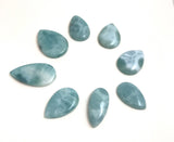 8Pcs Larimar Cabochons Lot, Wholesale Gemstone Larimar Bulk Cabochons Jewelry Supplies for Wire Wrapping, Jewelry Making, 23mm - 32mm