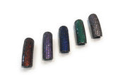 Curved Tube Beads, CZ Slider Beads, Pave Curved Bar, Tube Bracelet Connector, Gun Metal Tube Beads, Leather Cord Beads, 30x10x8mm, 1 Piece