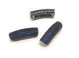 Curved Tube Beads, CZ Slider Beads, Pave Curved Bar, Tube Bracelet Connector, Gun Metal Tube Beads, Leather Cord Beads, 30x10x8mm, 1 Piece