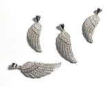 CZ Micro Pave Sterling Silver Wing Pendant, Jewelry Supplies, DIY Pendant, Memorial Gift, Sympathy Gift, Remembrance Gift