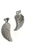 CZ Micro Pave Sterling Silver Wing Pendant, Jewelry Supplies, DIY Pendant, Memorial Gift, Sympathy Gift, Remembrance Gift