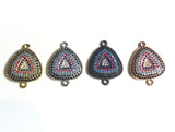 Triangle Connectors, Pave Connectors, Connector Charms, Jewelry Findings, Turquoise Findings, Jewelry Connector, CZ Links, 20.5x15.7x3.2mm