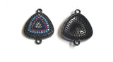 Triangle Connectors, Pave Connectors, Connector Charms, Jewelry Findings, Turquoise Findings, Jewelry Connector, CZ Links, 20.5x15.7x3.2mm
