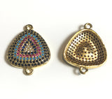 Triangle Connectors, Pave Connectors, Connector Charms, Jewelry Findings, Turquoise Findings, Jewelry Connector, CZ Links, 20.5x15.7x3.2mm