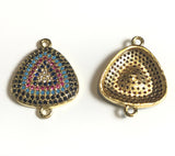 Triangle Connectors, Pave Connectors, Connector Charms, Jewelry Findings, Turquoise Findings, Jewelry Connector, CZ Links, 20.5x15.7x3.2mm