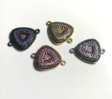 Triangle Connectors, Pave Connectors, Connector Charms, Jewelry Findings, Turquoise Findings, Jewelry Connector, CZ Links, 20.5x15.7x3.2mm