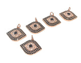 Evil Eye Charm, Pave Charm, Micro Pave Evil Eye Charm, Religious Charm, Protection Charm, Jewelry Supplies, Turkish Charms,17x21x4mm, 1 pc