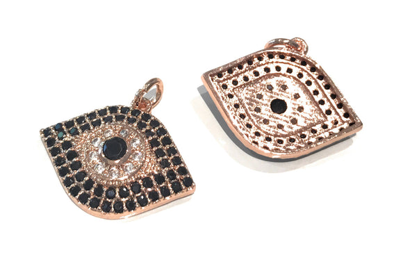 Evil Eye Charm, Pave Charm, Micro Pave Evil Eye Charm, Religious Charm, Protection Charm, Jewelry Supplies, Turkish Charms,17x21x4mm, 1 pc