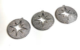 Pave Star Charm, Silver Star Charm, Micro Pave Star Charm, Jewelry Supplies, Large Charms, Pave Charms, CZ Charms, Star Charm, 32x30mm, 1 Pc