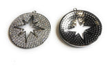 Pave Star Charm, Silver Star Charm, Micro Pave Star Charm, Jewelry Supplies, Large Charms, Pave Charms, CZ Charms, Star Charm, 32x30mm, 1 Pc