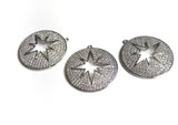 Pave Star Charm, Silver Star Charm, Micro Pave Star Charm, Jewelry Supplies, Large Charms, Pave Charms, CZ Charms, Star Charm, 32x30mm, 1 Pc
