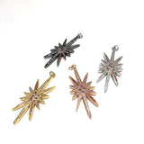 CZ Micro Pave North Star Charm, Pave Charms, Jewelry Findings, Large Charms, North Star Charm, CZ Charms,Bulk Charms, 53.4x17.1x3mm,1 Pc