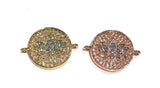 CZ Micro Pave Lotus Connector, Jewelry Connector, Bracelet Connector, Disc Charm, Connector Charms, Lotus Connector, CZ Links, 15.5x2.4mm