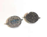 CZ Micro Pave Lotus Connector, Jewelry Connector, Bracelet Connector, Disc Charm, Connector Charms, Lotus Connector, CZ Links, 15.5x2.4mm