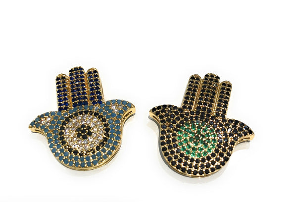 Hamsa Hand Connectors, Multi Strand Links, Evil Eye Connector, Bracelet Connector, Jewelry Supplies, Jewelry Findings, DIY Jewelry, CZ Links