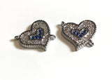 Heart Charm Connector, Pave Connector, Bracelet Connector, CZ Micro Pave Links, Jewelry Findings, Jewelry Supplies for Jewelry Making, 1 Pc