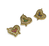 Heart Connector, Pave Connector, Bracelet Connector, Gold Connector, Jewelry Findings, Pave Links, Jewelry Supplies, Jewelry Making, CZ Link