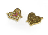 Heart Connector, Pave Connector, Bracelet Connector, Gold Connector, Jewelry Findings, Pave Links, Jewelry Supplies, Jewelry Making, CZ Link