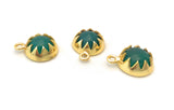 6 Pcs Green Onyx Gemstone Charms, Birthstone Charms, Jewelry Supplies for DIY Jewelry Making, Gold Plated Earring Components, 15.5x12mm