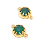 5 Pcs Green Onyx Gemstone Connector, Gemstone Double Bail Charms, Gold Plated Jewelry Findings for Jewelry Making , Jewelry Supplies