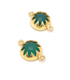 5 Pcs Green Onyx Gemstone Connector, Gemstone Double Bail Charms, Gold Plated Jewelry Findings for Jewelry Making , Jewelry Supplies