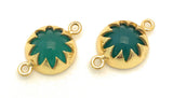 5 Pcs Green Onyx Gemstone Connector, Gemstone Double Bail Charms, Gold Plated Jewelry Findings for Jewelry Making , Jewelry Supplies