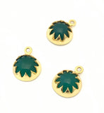 6 Pcs Green Onyx Gemstone Charms, Birthstone Charms, Jewelry Supplies for DIY Jewelry Making, Gold Plated Earring Components, 15.5x12mm