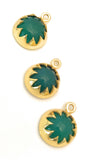 6 Pcs Green Onyx Gemstone Charms, Birthstone Charms, Jewelry Supplies for DIY Jewelry Making, Gold Plated Earring Components, 15.5x12mm