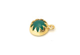 6 Pcs Green Onyx Gemstone Charms, Birthstone Charms, Jewelry Supplies for DIY Jewelry Making, Gold Plated Earring Components, 15.5x12mm