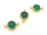 5 Pcs Green Onyx Gemstone Connector, Gemstone Double Bail Charms, Gold Plated Jewelry Findings for Jewelry Making , Jewelry Supplies