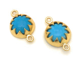 6 Pcs Turquoise Howlite Gemstone Connector, Gemstone Links, Jewelry Findings for DIY Jewelry Making, Gold Plated Turquoise Connector