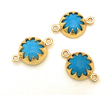 6 Pcs Turquoise Howlite Gemstone Connector, Gemstone Links, Jewelry Findings for DIY Jewelry Making, Gold Plated Turquoise Connector
