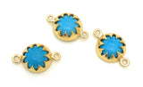 6 Pcs Turquoise Howlite Gemstone Connector, Gemstone Links, Jewelry Findings for DIY Jewelry Making, Gold Plated Turquoise Connector