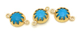 6 Pcs Turquoise Howlite Gemstone Connector, Gemstone Links, Jewelry Findings for DIY Jewelry Making, Gold Plated Turquoise Connector