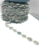 1 Foot Aquamarine Gemstone Chain, Gemstone Bezel Set Connector Chain, Sterling Silver Gemstone Chain, Bulk Chain by Foot, DIY Chain