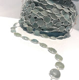 Natural Aquamarine gemstone connector chain with faceted blue stones bezel-set in sterling silver