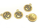 Disc Charms, Gold Charms, Jewelry Supplies, CZ Charms, Coin Charms, Bulk Charms, Jewelry Making, DIY Jewelry, Gold Plated Disc Charms