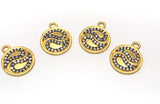 Disc Charms, Gold Charms, Jewelry Supplies, CZ Charms, Coin Charms, Bulk Charms, Jewelry Making, DIY Jewelry, Gold Plated Disc Charms