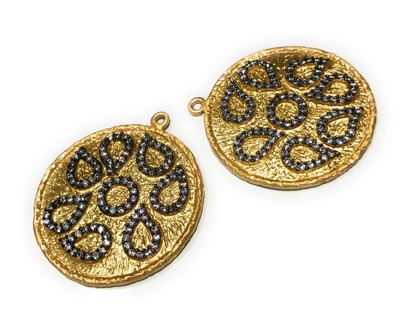 Gold Charms, Large Charms, Disc Charm, Jewelry Supplies, CZ Charms,, Bulk Charms, Jewelry Making, Jewelry Findings, DIY Earring Charms