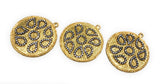 Gold Charms, Large Charms, Disc Charm, Jewelry Supplies, CZ Charms,, Bulk Charms, Jewelry Making, Jewelry Findings, DIY Earring Charms