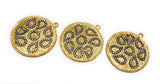 Gold Charms, Large Charms, Disc Charm, Jewelry Supplies, CZ Charms,, Bulk Charms, Jewelry Making, Jewelry Findings, DIY Earring Charms