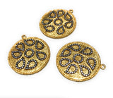 Gold Charms, Large Charms, Disc Charm, Jewelry Supplies, CZ Charms,, Bulk Charms, Jewelry Making, Jewelry Findings, DIY Earring Charms