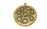 Gold Charms, Large Charms, Disc Charm, Jewelry Supplies, CZ Charms,, Bulk Charms, Jewelry Making, Jewelry Findings, DIY Earring Charms